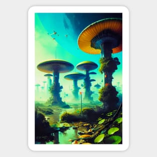 Abstract Another World Mushroom Citadel Sticker